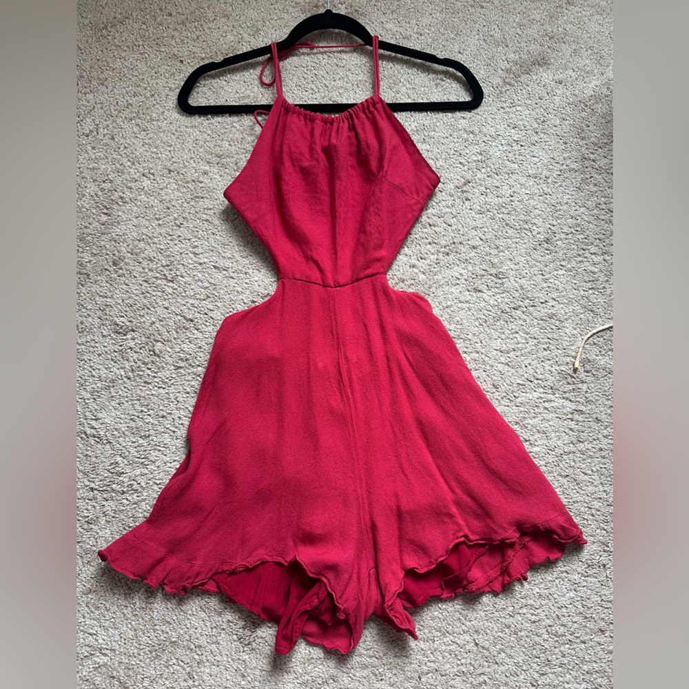FARM Rio Red Halter Jumpsuit